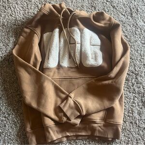 Womens UGG Rey UGGfluff Logo Hoodie Chestnut / Plaster